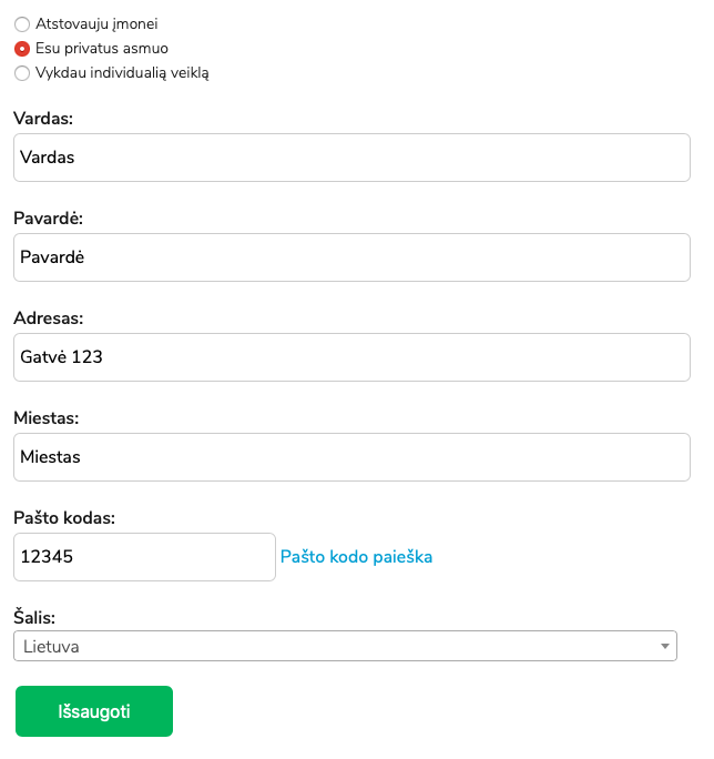 Nauji mokėtojo duomenys